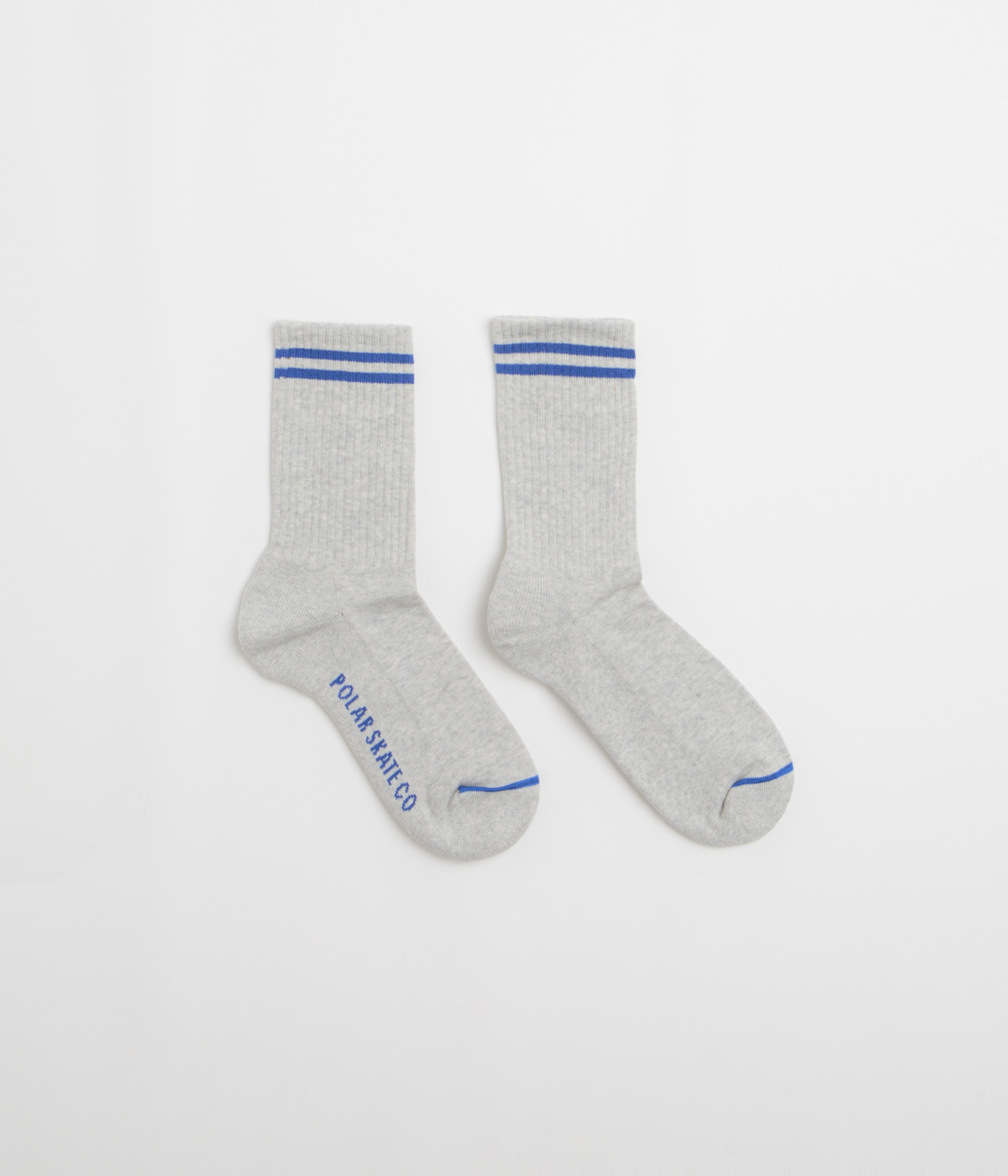 Polar 2 Stripe Socks in Heather Grey and Blue
