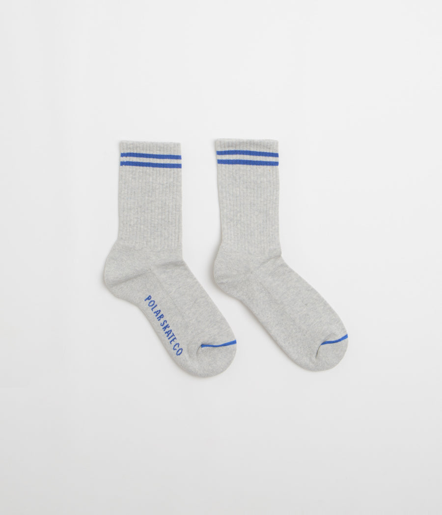 Polar 2 Stripe Socks in Heather Grey and Blue