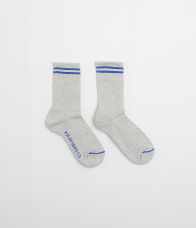 Polar 2 Stripe Socks in Heather Grey and Blue