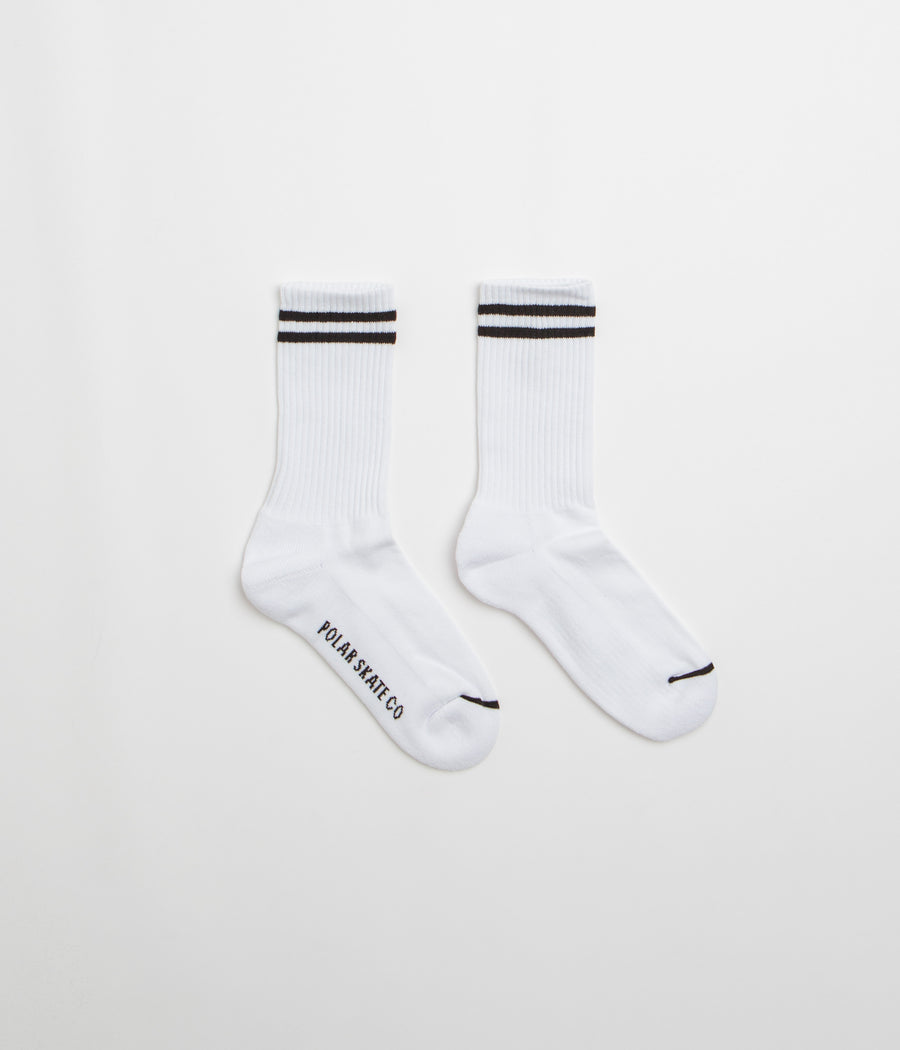 Polar 2 Stripe Socks in White and Black