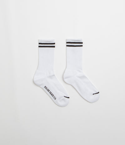 Polar 2 Stripe Socks in White and Black