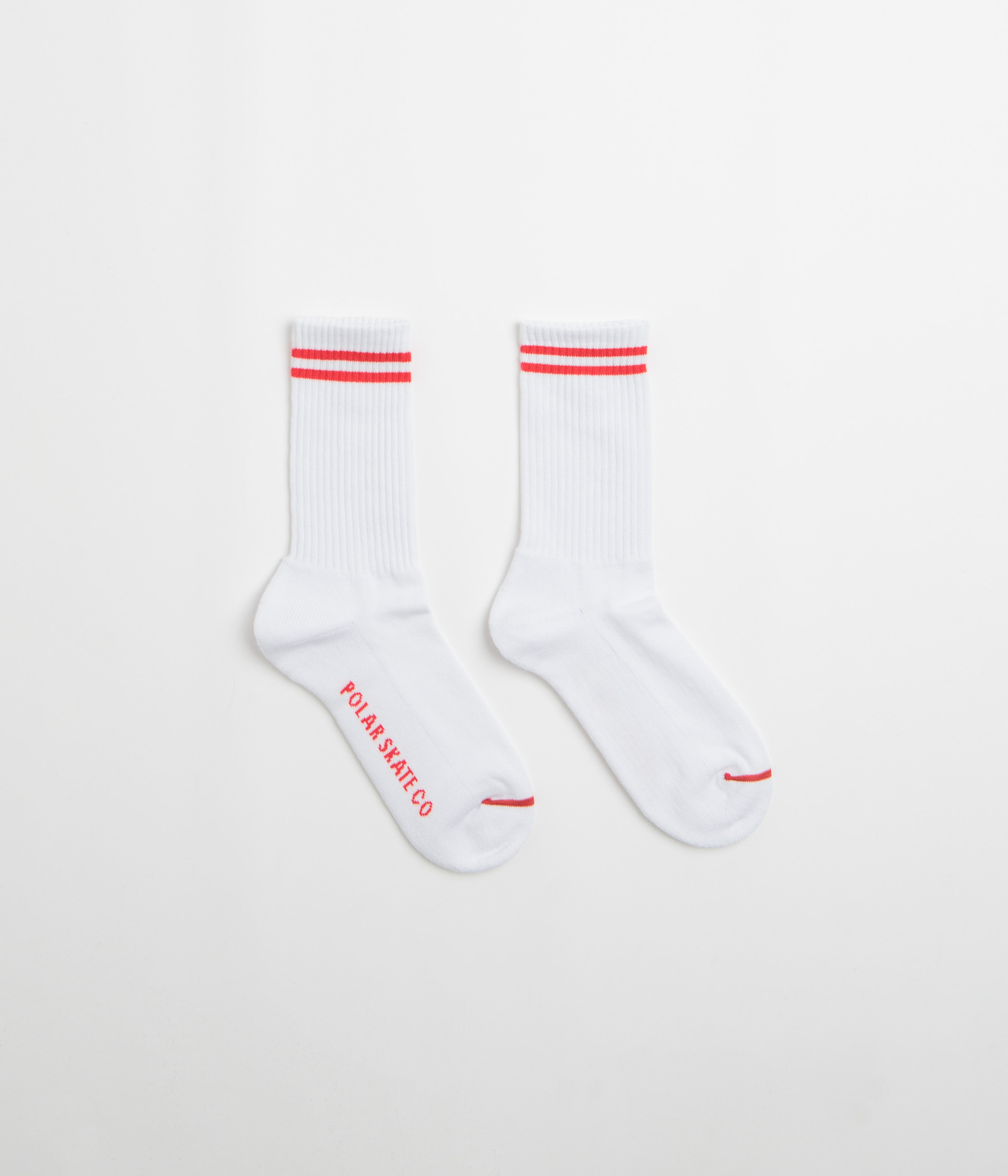 Polar 2 Stripe Socks in White and Cherry