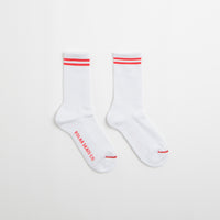 Polar 2 Stripe Socks in White and Cherry thumbnail