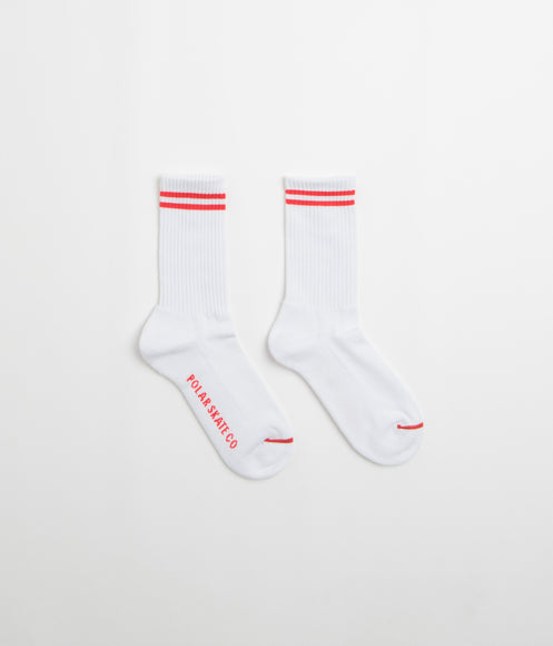 Polar 2 Stripe Socks - White / Cherry