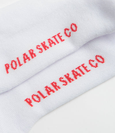 Polar 2 Stripe Socks in White and Cherry