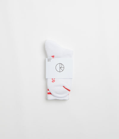 Polar 2 Stripe Socks in White and Cherry