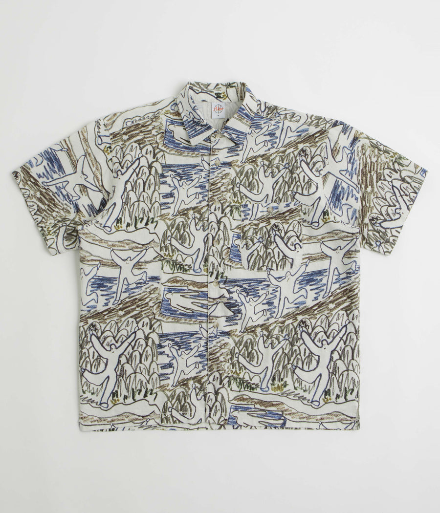 Polar Beach Day Tom Short Sleeve Shirt in Off White