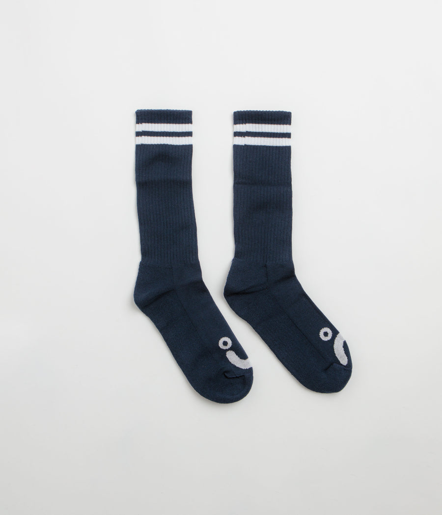 Polar Happy Sad Long Socks - Navy / White