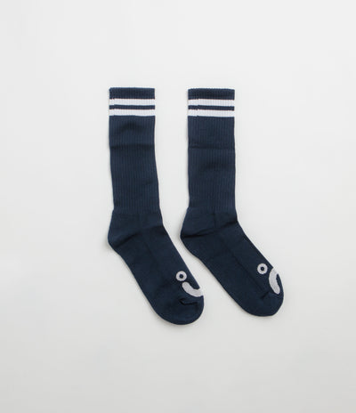 Polar Happy Sad Long Socks - Navy / White