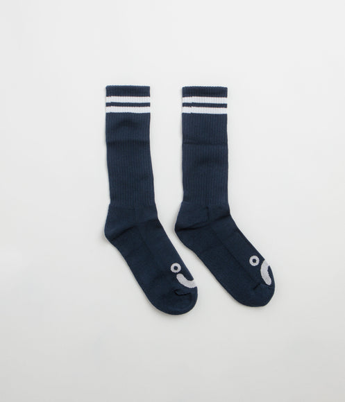 Polar Happy Sad Long Socks - Navy / White
