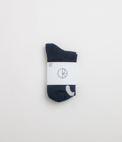 Polar Happy Sad Long Socks - Navy / White
