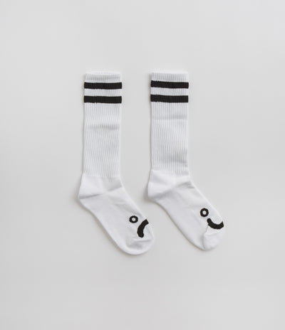 Polar Happy Sad Long Socks - White