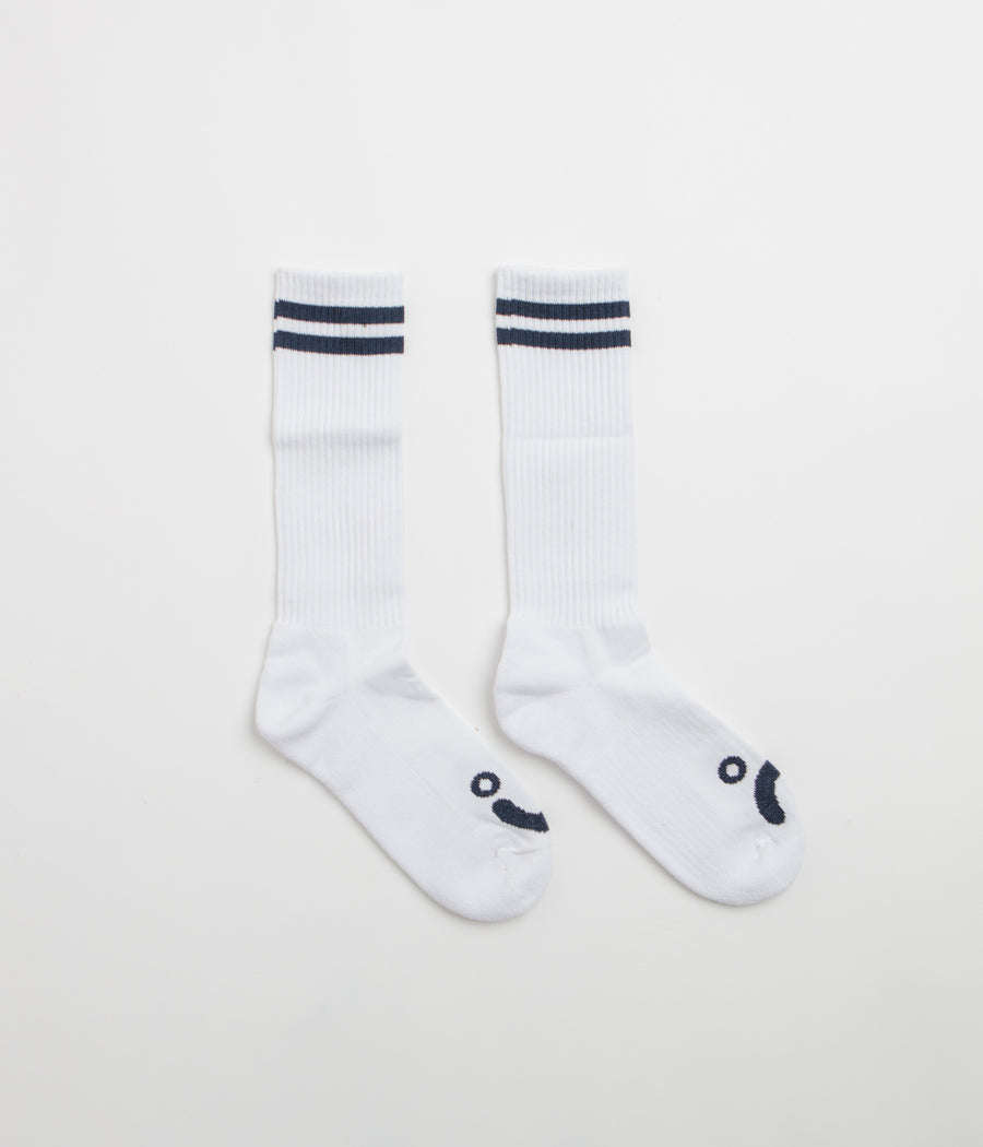 Polar Happy Sad Long Socks - White / Navy