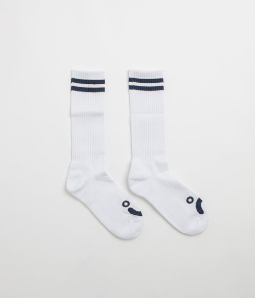 Polar Happy Sad Long Socks - White / Navy