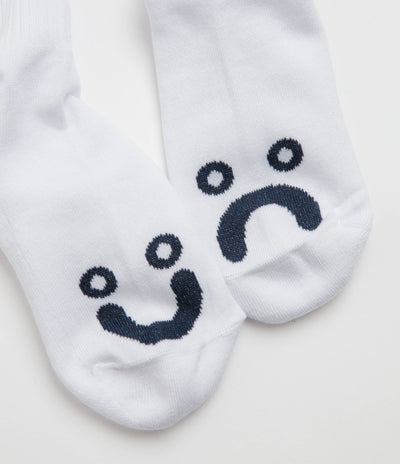 Polar Happy Sad Long Socks - White / Navy