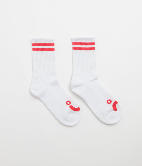 Polar Happy Sad Socks - White / Red