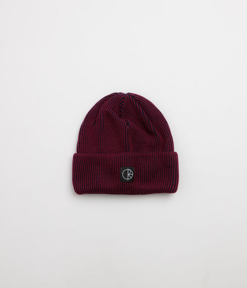 Polar Merino Lines Beanie - Wine / Navy