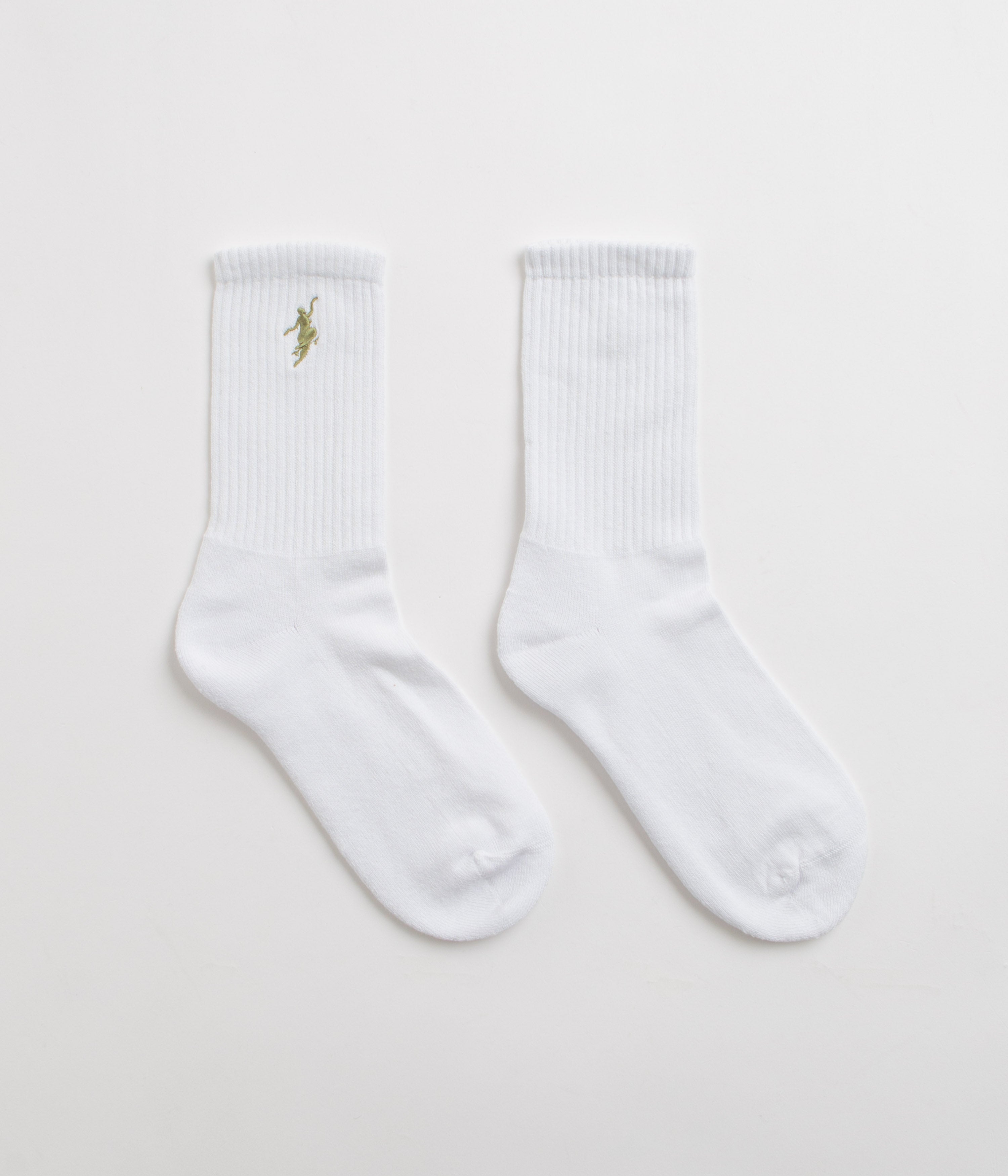 Polar No Comply Socks in White and Army Green