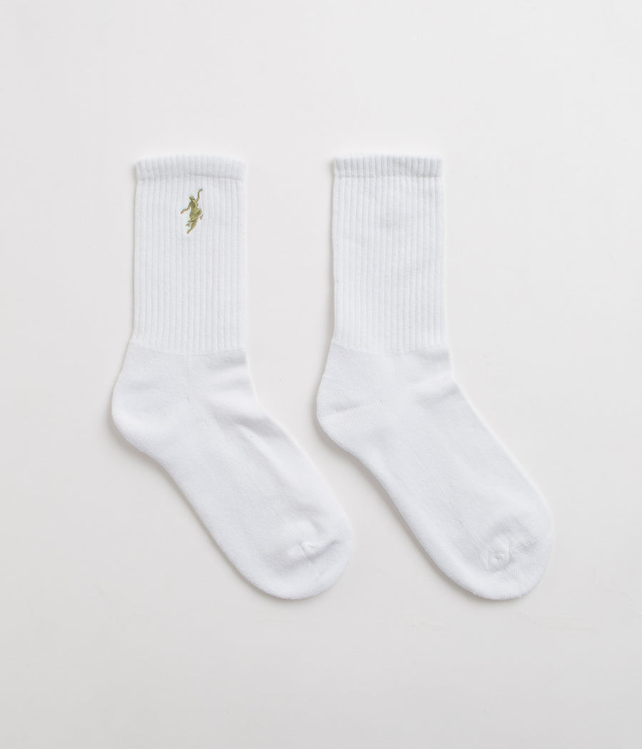 Polar No Comply Socks in White and Army Green