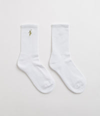 Polar No Comply Socks in White and Army Green