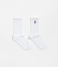 Polar No Comply Socks in White and Dark Blue