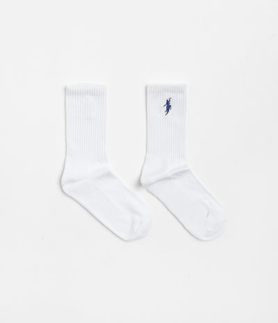 Polar No Comply Socks in White and Dark Blue