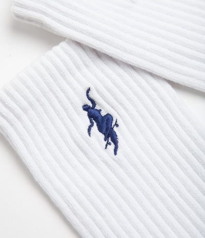 Polar No Comply Socks in White and Dark Blue
