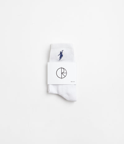 Polar No Comply Socks in White and Dark Blue