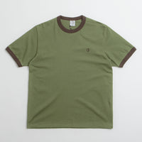 Polar Ringer T-Shirt in Army Green and Brown thumbnail