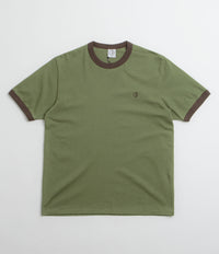 Polar Ringer T-Shirt in Army Green and Brown