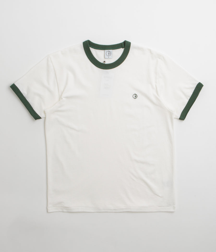 Polar Ringer T-Shirt in Cloud White and Dark Green