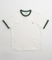 Polar Ringer T-Shirt in Cloud White and Dark Green