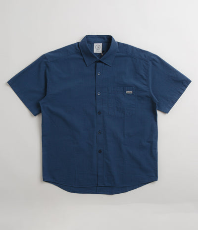 Polar Seersucker Mitchell Shirt in Grey Blue