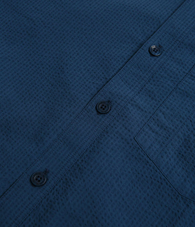 Polar Seersucker Mitchell Shirt in Grey Blue