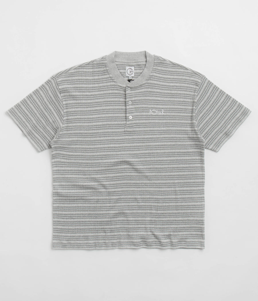 Polar Stripe Rib Henley T-Shirt - Heather Grey