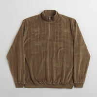 Polar Stripe Velour Zip Neck Sweatshirt - Beech thumbnail