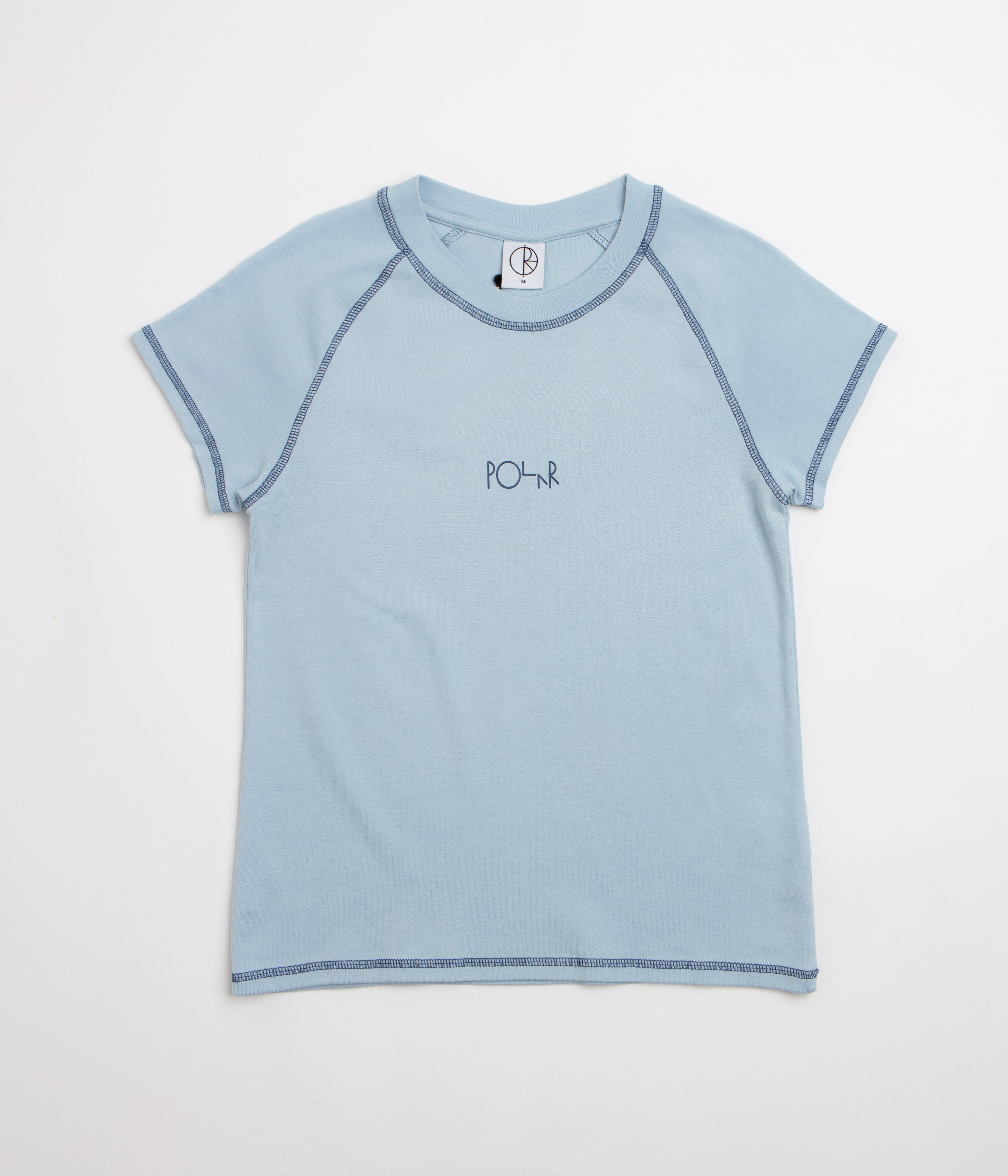 Polar Womens Script Logo Baby T-Shirt - Light Blue / Dark Blue
