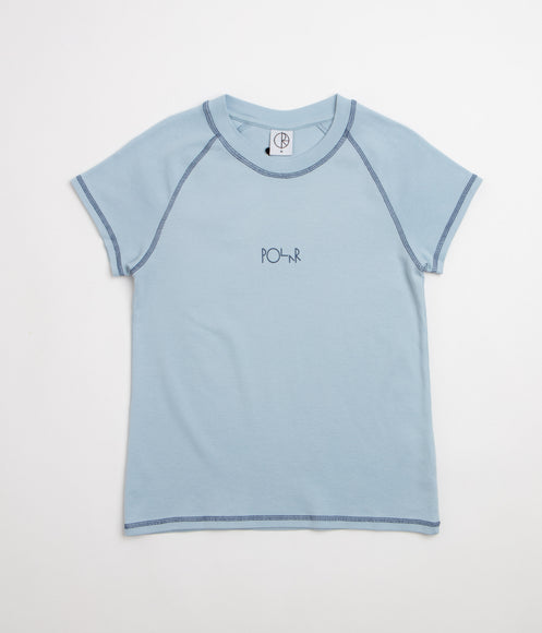 Polar Womens Script Logo Baby T-Shirt - Light Blue / Dark Blue