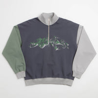 Polar x Ebou Sanyang Tribal Frankie Half Zip Sweatshirt - Grey Blue / Silver thumbnail
