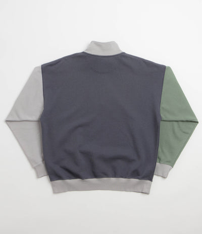 Polar x Ebou Sanyang Tribal Frankie Half Zip Sweatshirt - Grey Blue / Silver