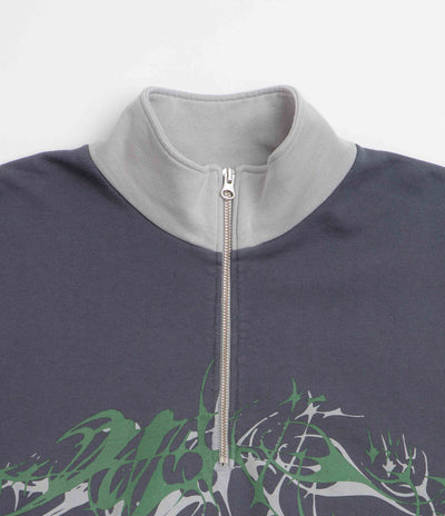 Polar x Ebou Sanyang Tribal Frankie Half Zip Sweatshirt - Grey Blue / Silver