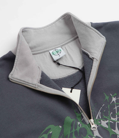 Polar x Ebou Sanyang Tribal Frankie Half Zip Sweatshirt - Grey Blue / Silver