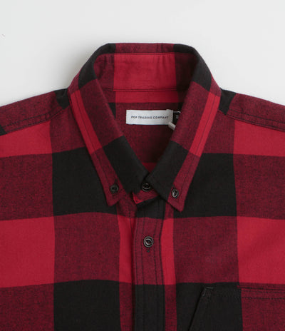 Pop Trading Company Checked BD Shirt in Black and Red