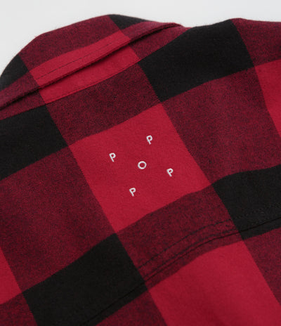 Pop Trading Company Checked BD Shirt in Black and Red