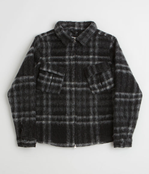 Pop Trading Company Checked Wool Shirt Jacket - Black / Charcoal