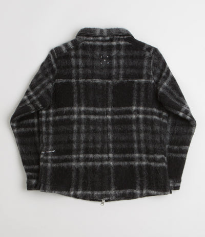 Pop Trading Company Checked Wool Shirt Jacket in Black and Charcoal
