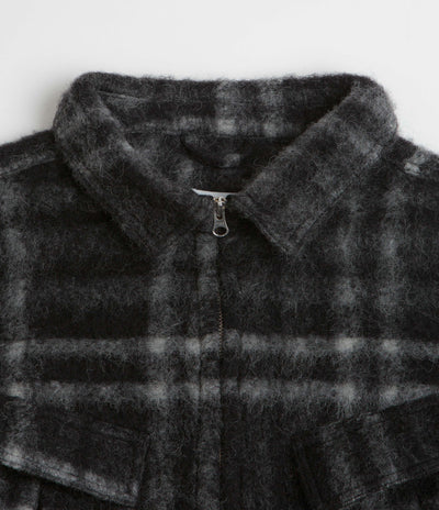 Pop Trading Company Checked Wool Shirt Jacket in Black and Charcoal