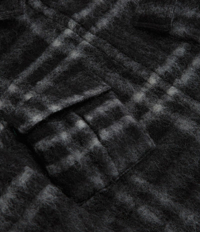 Pop Trading Company Checked Wool Shirt Jacket in Black and Charcoal