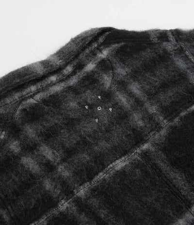 Pop Trading Company Checked Wool Shirt Jacket in Black and Charcoal