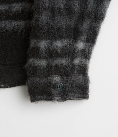 Pop Trading Company Checked Wool Shirt Jacket in Black and Charcoal